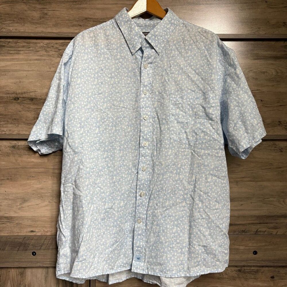 Southern Marsh 2X Linen Cotton Short Sleeve Button Down Shirt Preppy Boho Retro